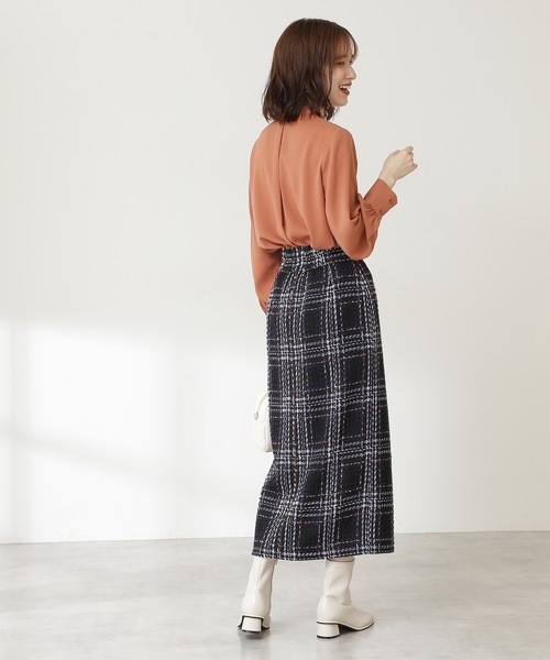 N.（N. Natural Beauty Basic）（エヌエヌナチュラルビューティーベーシック）の「【S Size Line】◆ロービングツイードタイトスカート（スカート・レディース・ネイビー/ブラウン・SMALL/MEDIUM）」の7枚目の写真