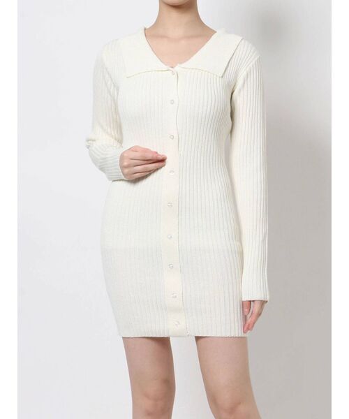 GYDA（ジェイダ）の「POLO collar タイトニットワンピース（ワンピース・レディース・ブラック/オフホワイト・FREE）」の21枚目の写真