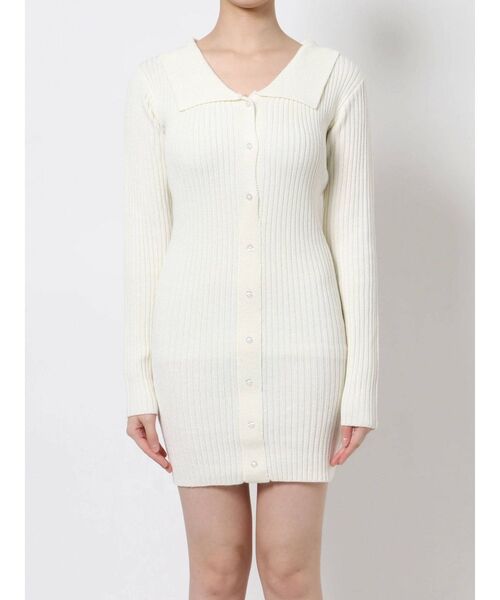 GYDA（ジェイダ）の「POLO collar タイトニットワンピース（ワンピース・レディース・ブラック/オフホワイト・FREE）」の22枚目の写真