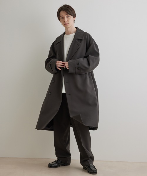 JUNRED（ジュンレッド）の「スムースストレッチトレンチオーバーコート（トレンチコート・メンズ・ブラック系その他/グリーン/グレー系その他・L/M/S）」の11枚目の写真