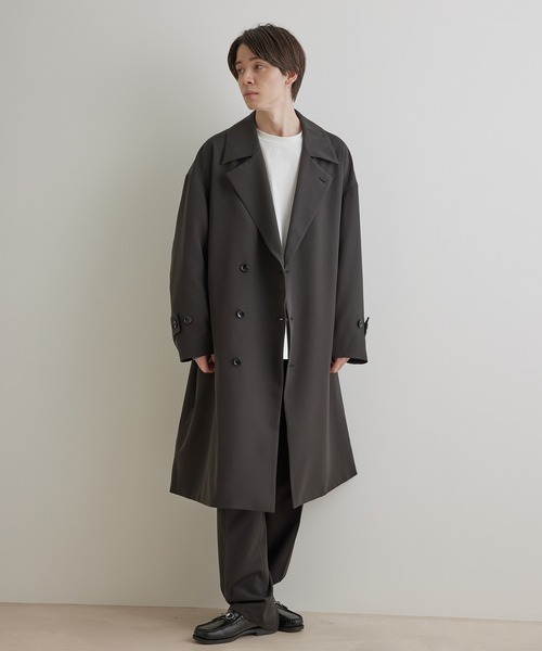 JUNRED（ジュンレッド）の「スムースストレッチトレンチオーバーコート（トレンチコート・メンズ・ブラック系その他/グリーン/グレー系その他・L/M/S）」の12枚目の写真