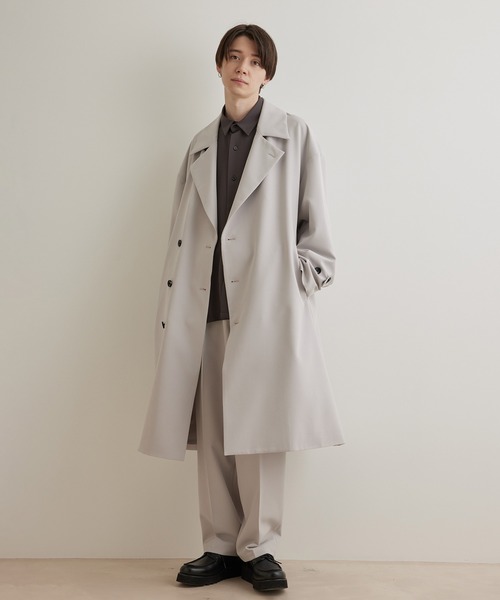 JUNRED（ジュンレッド）の「スムースストレッチトレンチオーバーコート（トレンチコート・メンズ・ブラック系その他/グリーン/グレー系その他・L/M/S）」の4枚目の写真