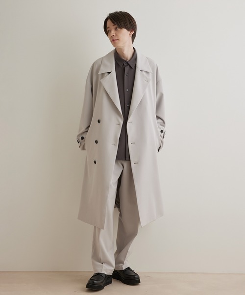 JUNRED（ジュンレッド）の「スムースストレッチトレンチオーバーコート（トレンチコート・メンズ・ブラック系その他/グリーン/グレー系その他・L/M/S）」の6枚目の写真