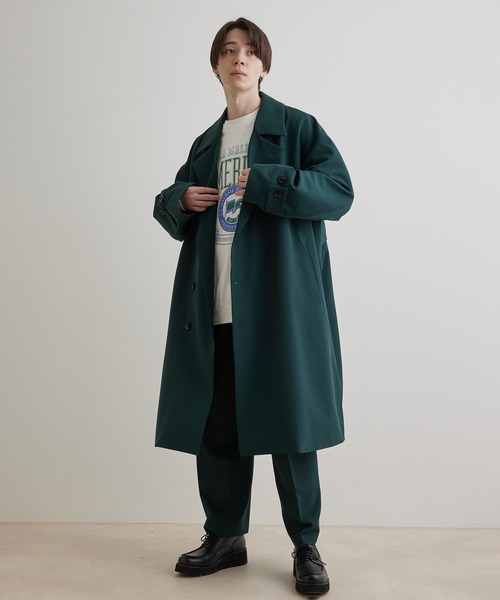 JUNRED（ジュンレッド）の「スムースストレッチトレンチオーバーコート（トレンチコート・メンズ・ブラック系その他/グリーン/グレー系その他・L/M/S）」の8枚目の写真