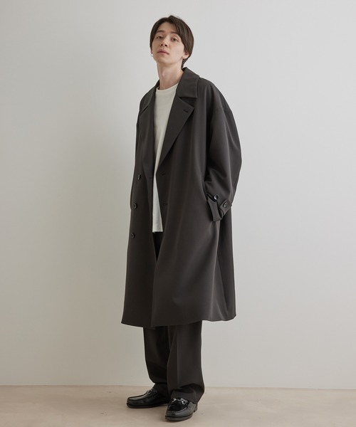 JUNRED（ジュンレッド）の「スムースストレッチトレンチオーバーコート（トレンチコート・メンズ・ブラック系その他/グリーン/グレー系その他・L/M/S）」の21枚目の写真