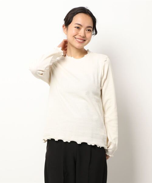 ehka sopo（エヘカソポ）の「スタンドネックメローテレコカットソー（Tシャツ/カットソー・レディース・グリーン/オフホワイト/キナリ/ブラック・ﾌﾘ-）」の3枚目の写真