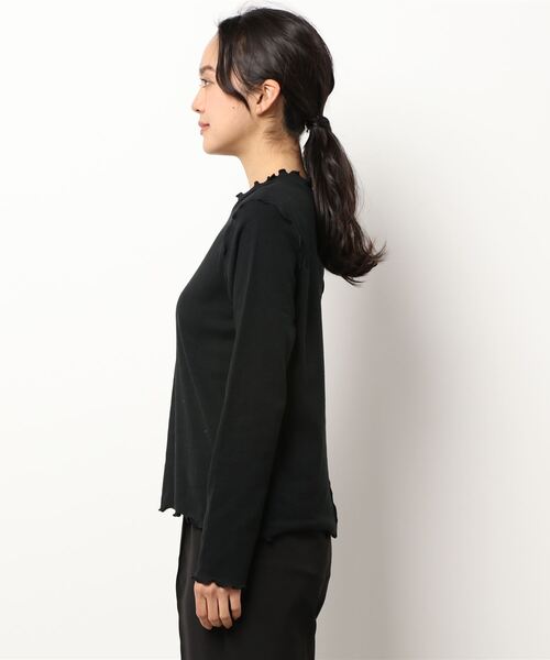 ehka sopo（エヘカソポ）の「スタンドネックメローテレコカットソー（Tシャツ/カットソー・レディース・グリーン/オフホワイト/キナリ/ブラック・ﾌﾘ-）」の5枚目の写真