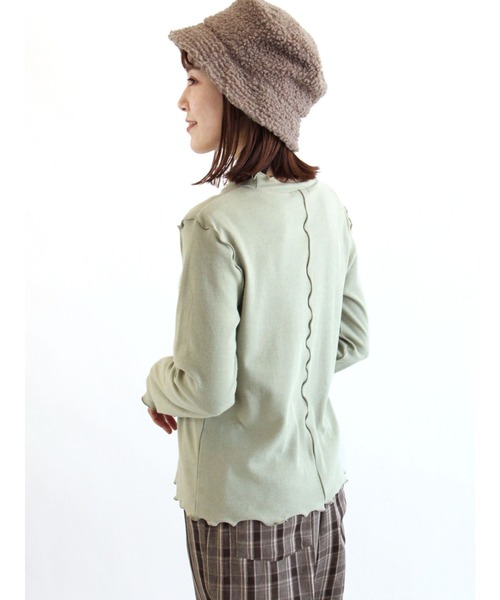 ehka sopo（エヘカソポ）の「スタンドネックメローテレコカットソー（Tシャツ/カットソー・レディース・グリーン/オフホワイト/キナリ/ブラック・ﾌﾘ-）」の10枚目の写真