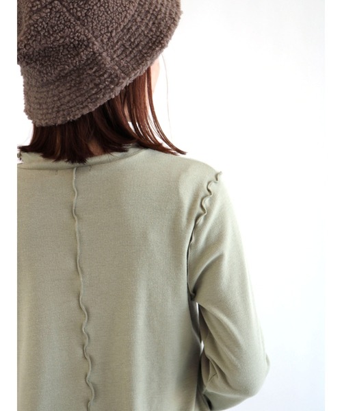 ehka sopo（エヘカソポ）の「スタンドネックメローテレコカットソー（Tシャツ/カットソー・レディース・グリーン/オフホワイト/キナリ/ブラック・ﾌﾘ-）」の9枚目の写真