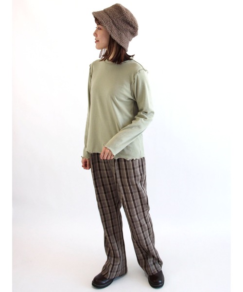 ehka sopo（エヘカソポ）の「スタンドネックメローテレコカットソー（Tシャツ/カットソー・レディース・グリーン/オフホワイト/キナリ/ブラック・ﾌﾘ-）」の8枚目の写真