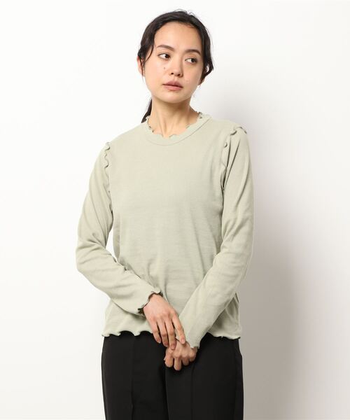 ehka sopo（エヘカソポ）の「スタンドネックメローテレコカットソー（Tシャツ/カットソー・レディース・グリーン/オフホワイト/キナリ/ブラック・ﾌﾘ-）」の7枚目の写真