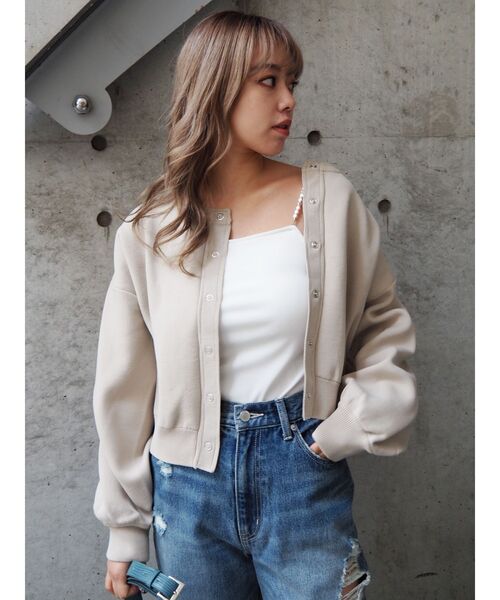 EVRIS(エヴリス)の「リングボタンニットカーディガン(カーディガン/ボレロ・レディース・ブラック/オレンジ/ブルー/アイボリー・FREE)」の12枚目の写真