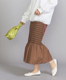 BEAUTY&YOUTH UNITED ARROWS | BY セルロースナイロン シャーリング ロングスカート -ウォッシャブル-(スカート)