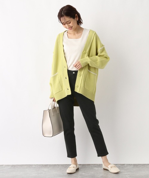 GLOBAL WORK（グローバルワーク）の「アウトリンキング配色カーディガン/260196（カーディガン/ボレロ・レディース・ブラック/アイボリー/グレイッシュベージュ/イエロー系その他・MEDIUM/LARGE）」の16枚目の写真