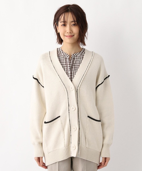 GLOBAL WORK（グローバルワーク）の「アウトリンキング配色カーディガン/260196（カーディガン/ボレロ・レディース・ブラック/アイボリー/グレイッシュベージュ/イエロー系その他・MEDIUM/LARGE）」の11枚目の写真