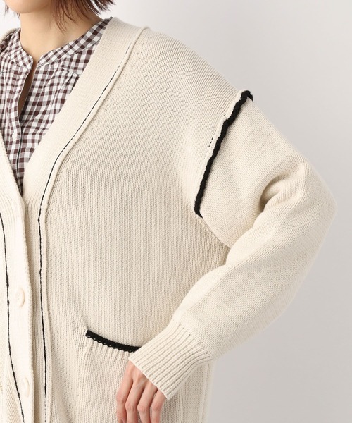 GLOBAL WORK（グローバルワーク）の「アウトリンキング配色カーディガン/260196（カーディガン/ボレロ・レディース・ブラック/アイボリー/グレイッシュベージュ/イエロー系その他・MEDIUM/LARGE）」の6枚目の写真