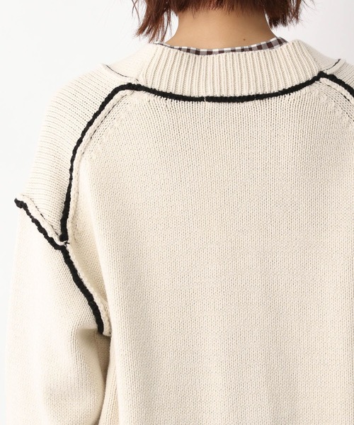 GLOBAL WORK（グローバルワーク）の「アウトリンキング配色カーディガン/260196（カーディガン/ボレロ・レディース・ブラック/アイボリー/グレイッシュベージュ/イエロー系その他・MEDIUM/LARGE）」の10枚目の写真