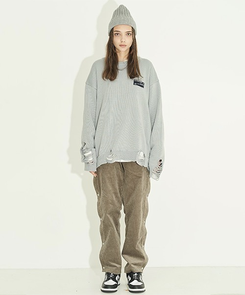 HARSH AND CRUEL(ハーシュアンドクルーエル)の「ハイゲージ ダメージニットセーター HC22SS02【Harsh and Cruel】(ニット/セーター・メンズ・グレー/ブラック・S/M/L/XL)」の12枚目の写真