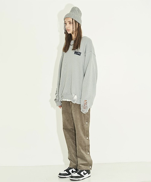 HARSH AND CRUEL(ハーシュアンドクルーエル)の「ハイゲージ ダメージニットセーター HC22SS02【Harsh and Cruel】(ニット/セーター・メンズ・グレー/ブラック・S/M/L/XL)」の11枚目の写真