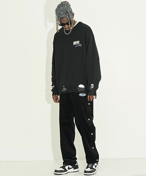 HARSH AND CRUEL(ハーシュアンドクルーエル)の「ハイゲージ ダメージニットセーター HC22SS02【Harsh and Cruel】(ニット/セーター・メンズ・グレー/ブラック・S/M/L/XL)」の8枚目の写真