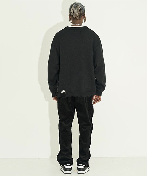 HARSH AND CRUEL(ハーシュアンドクルーエル)の「ハイゲージ ダメージニットセーター HC22SS02【Harsh and Cruel】(ニット/セーター・メンズ・グレー/ブラック・S/M/L/XL)」の7枚目の写真