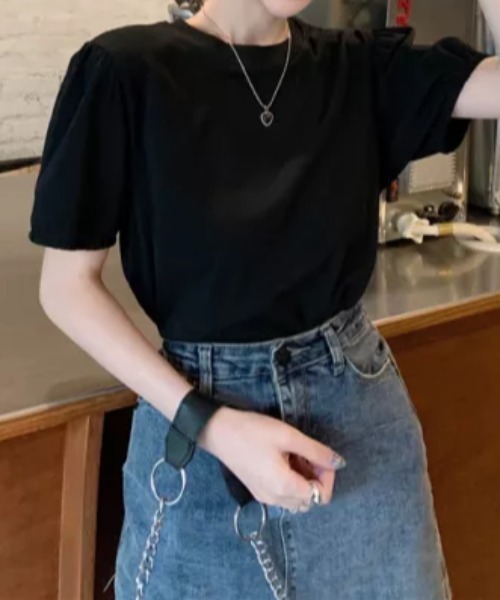 everycoco(エブリーココ)の「パフスリーブ半袖カットソー◇(Tシャツ/カットソー・レディース・ブラック/ホワイト/グレー・FREE)」の7枚目の写真