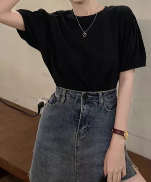 everycoco(エブリーココ)の「パフスリーブ半袖カットソー◇(Tシャツ/カットソー・レディース・ブラック/ホワイト/グレー・FREE)」の8枚目の写真