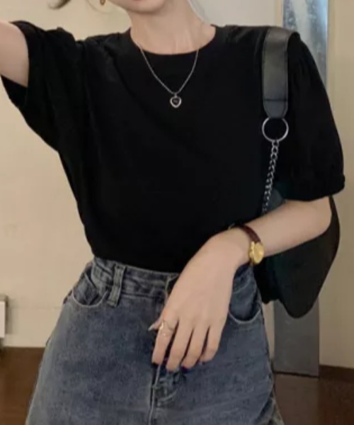 everycoco(エブリーココ)の「パフスリーブ半袖カットソー◇(Tシャツ/カットソー・レディース・ブラック/ホワイト/グレー・FREE)」の9枚目の写真