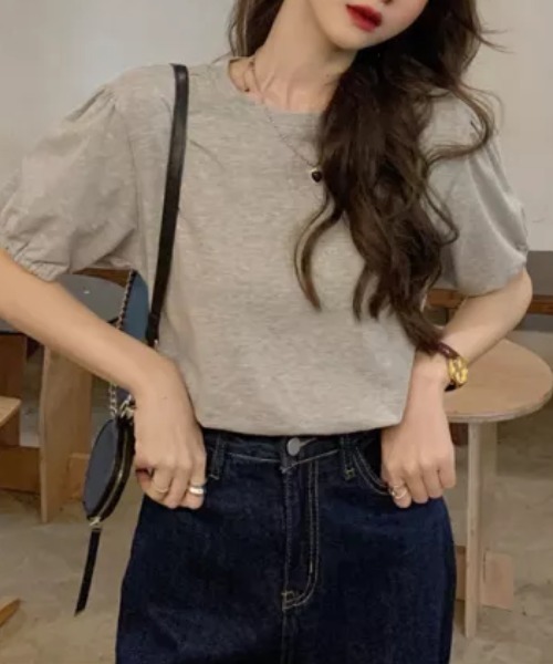 everycoco(エブリーココ)の「パフスリーブ半袖カットソー◇(Tシャツ/カットソー・レディース・ブラック/ホワイト/グレー・FREE)」の10枚目の写真