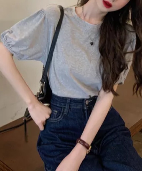 everycoco(エブリーココ)の「パフスリーブ半袖カットソー◇(Tシャツ/カットソー・レディース・ブラック/ホワイト/グレー・FREE)」の11枚目の写真