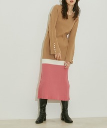【WEB限定】バイカラーニットワンピース