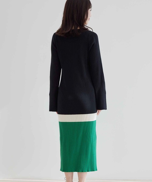 vis-`a-vis（ビサビ）の「【WEB限定】バイカラーニットワンピース（ワンピース・レディース・ブラック/キャメル・FREE）」の11枚目の写真