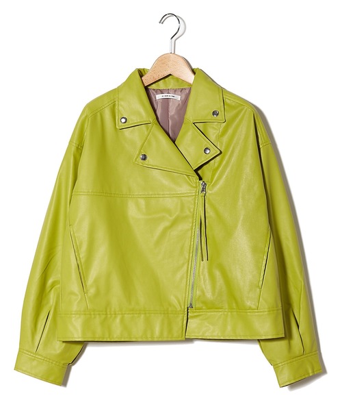 AS KNOW AS PINKY（アズノゥアズピンキー）の「ヴィーガンレザーライダースジャケット（ライダースジャケット・レディース・アイボリー/ブラック/イエロー・FREE）」の3枚目の写真