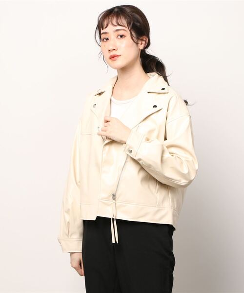 AS KNOW AS PINKY（アズノゥアズピンキー）の「ヴィーガンレザーライダースジャケット（ライダースジャケット・レディース・アイボリー/ブラック/イエロー・FREE）」の19枚目の写真