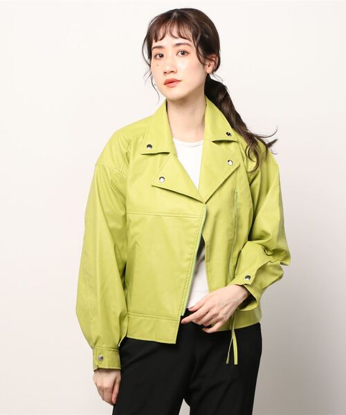 AS KNOW AS PINKY（アズノゥアズピンキー）の「ヴィーガンレザーライダースジャケット（ライダースジャケット・レディース・アイボリー/ブラック/イエロー・FREE）」の20枚目の写真