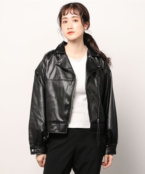 AS KNOW AS PINKY（アズノゥアズピンキー）の「ヴィーガンレザーライダースジャケット（ライダースジャケット・レディース・アイボリー/ブラック/イエロー・FREE）」の18枚目の写真