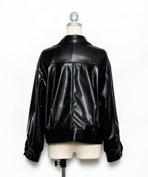 AS KNOW AS PINKY（アズノゥアズピンキー）の「ヴィーガンレザーライダースジャケット（ライダースジャケット・レディース・アイボリー/ブラック/イエロー・FREE）」の11枚目の写真