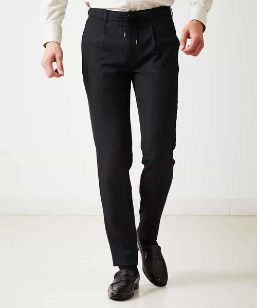 MICHEL KLEIN HOMME (ミッシェルクランオム)の「ストライプスラックスパンツ(スラックス・メンズ・ブラック/ベージュ・MEDIUM/LARGE/X-LARGE)」の2枚目の写真