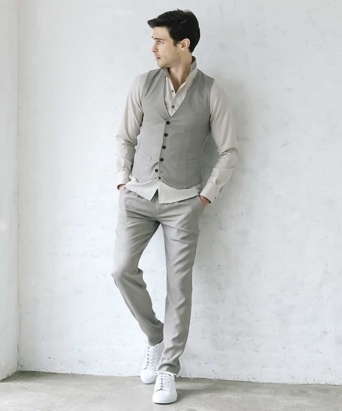 MICHEL KLEIN HOMME (ミッシェルクランオム)の「ストライプスラックスパンツ(スラックス・メンズ・ブラック/ベージュ・MEDIUM/LARGE/X-LARGE)」の13枚目の写真