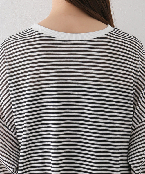 JOINT WORKS(ジョイントワークス)の「J-シアーボーダーロングTシャツ(Tシャツ/カットソー・レディース・ブラック/ベージュ・FREE)」の12枚目の写真
