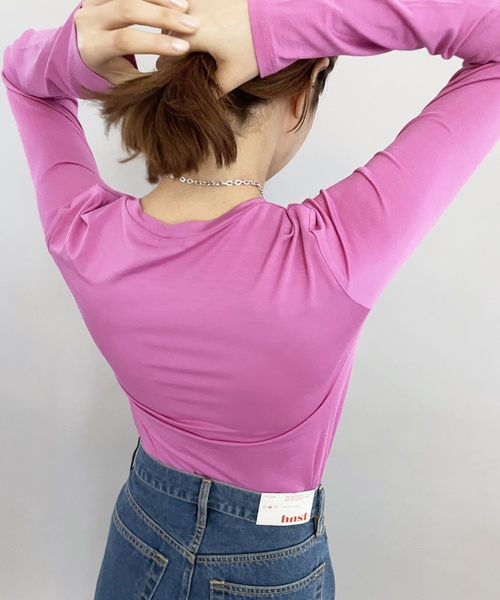 EDIT. FOR LULU(エディットフォールル)の「ストレッチレーヨン ロングスリーブTシャツ(Tシャツ/カットソー・レディース・ホワイト/ピンク/オレンジ/ブルー系その他・FREE)」の7枚目の写真
