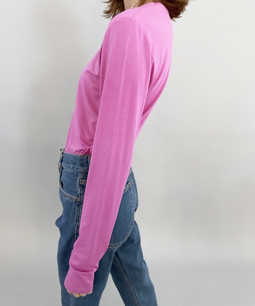 EDIT. FOR LULU(エディットフォールル)の「ストレッチレーヨン ロングスリーブTシャツ(Tシャツ/カットソー・レディース・ホワイト/ピンク/オレンジ/ブルー系その他・FREE)」の8枚目の写真