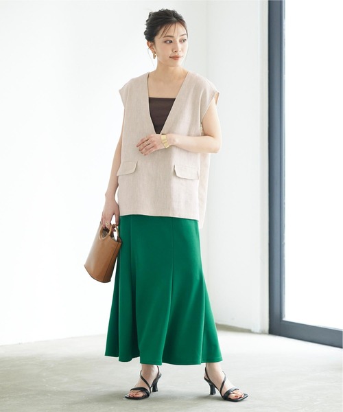 titivate（ティティベイト）の「麻混Vﾈｯｸﾍﾞｽﾄ（ベスト・レディース・ライトブラウン/ネイビー/ナチュラル・M/S）」の9枚目の写真