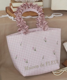 Maison de FLEUR | ギンガムチューリップ刺繍フリルトートバッグ(トートバッグ)