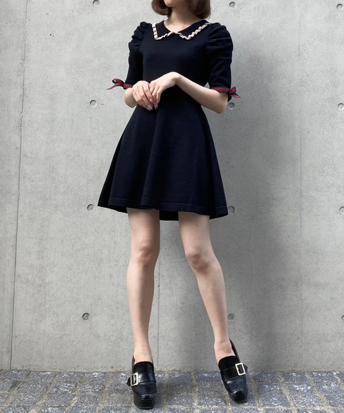 TITTY&CO.（ティティーアンドコー）の「【TITTY&CO.】リボンスリーブニットワンピース（ワンピース・レディース・ピンク/ブラック/ネイビー・FREE）」の8枚目の写真