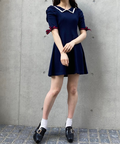 TITTY&CO.（ティティーアンドコー）の「【TITTY&CO.】リボンスリーブニットワンピース（ワンピース・レディース・ピンク/ブラック/ネイビー・FREE）」の12枚目の写真