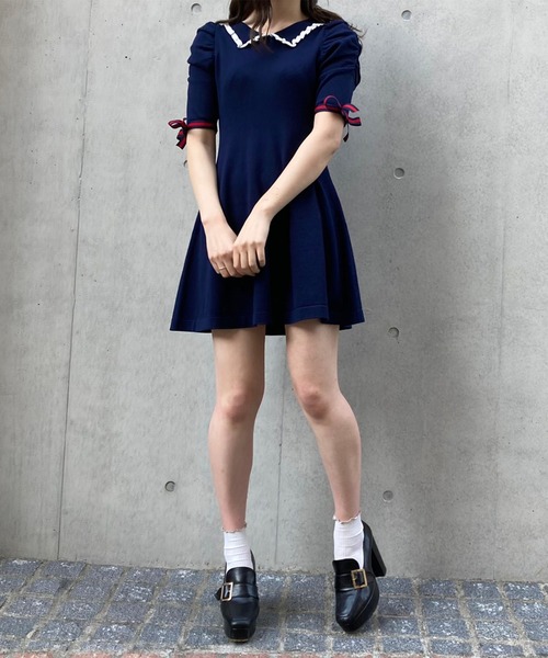 TITTY&CO.（ティティーアンドコー）の「【TITTY&CO.】リボンスリーブニットワンピース（ワンピース・レディース・ピンク/ブラック/ネイビー・FREE）」の9枚目の写真