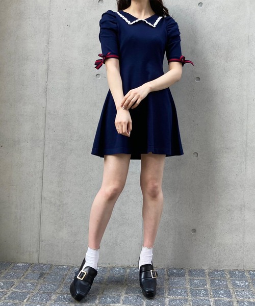 TITTY&CO.（ティティーアンドコー）の「【TITTY&CO.】リボンスリーブニットワンピース（ワンピース・レディース・ピンク/ブラック/ネイビー・FREE）」の16枚目の写真