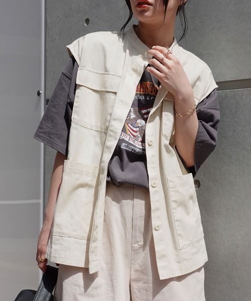 CORNERS（コーナーズ）の「コットンツイルミリタリーベスト（ベスト・レディース・ベージュ/カーキ/ベージュ系その他・M）」の7枚目の写真