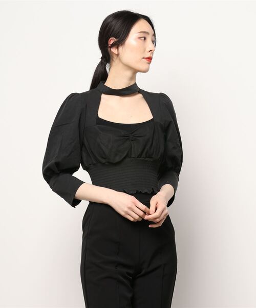 lilLilly(リルリリー)の「カットアウトスクエアブラウス(シャツ/ブラウス・レディース・ホワイト/ブラック/パープル・FREE)」の4枚目の写真